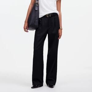 Madewell Black Slouchy Straight Mid-rise Pants in Drapey Twill, size 14 T